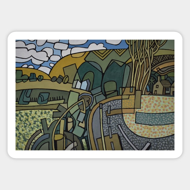 Abstract Somerset Landscape England Sticker by ColinFifield